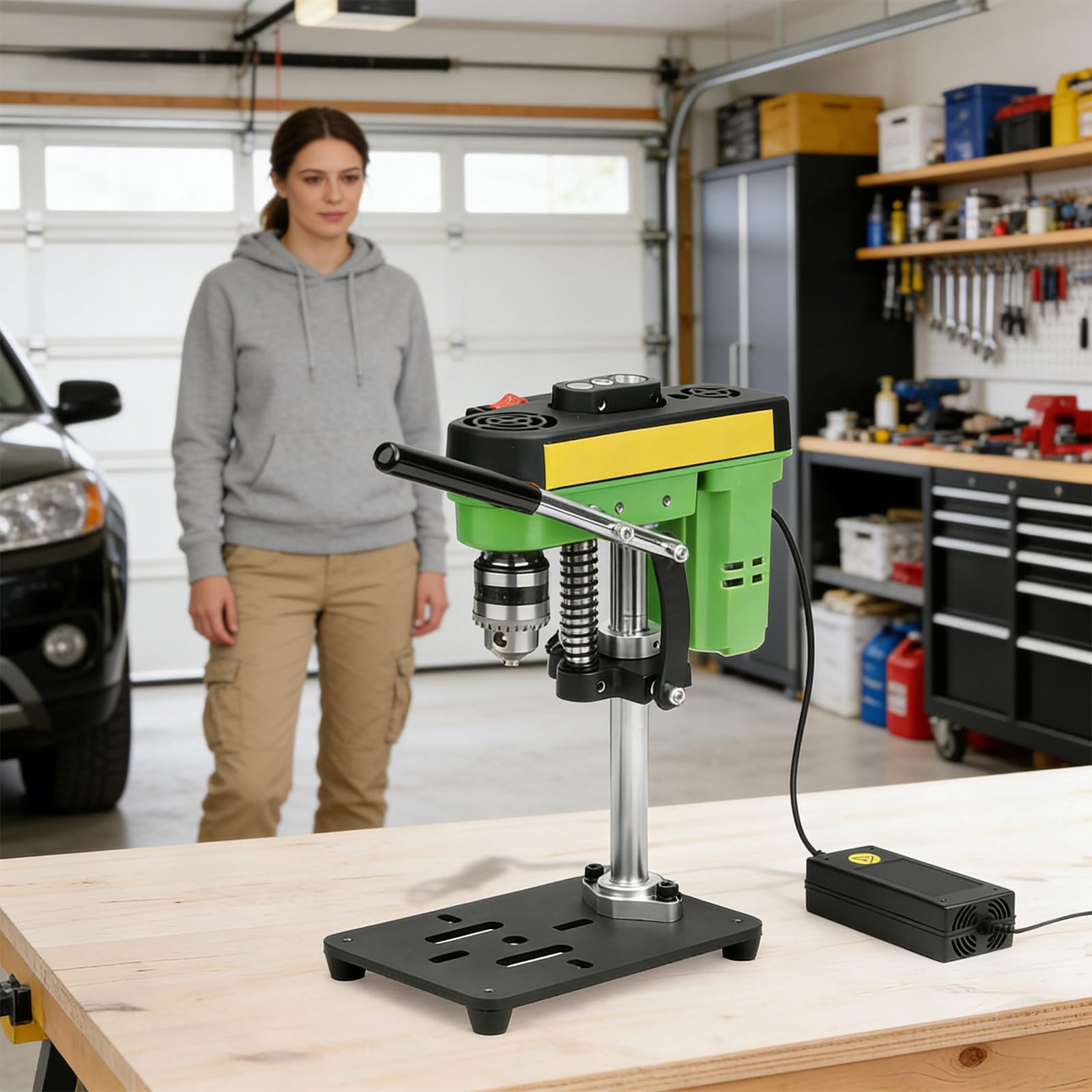 Taladro de Banco Eléctrico Ajustable 7 Velocidades 2800 RPM Taladro de Prensa Vertical para Metal Madera