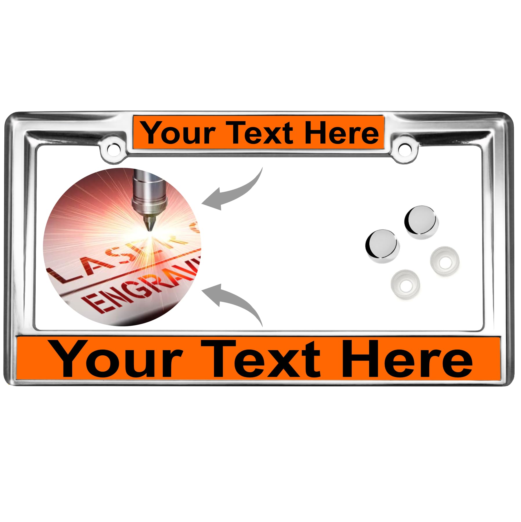 Custom Personalized Heavy Duty Chrome Metal Car License Plate Frame with Free c - Picture 117 of 132