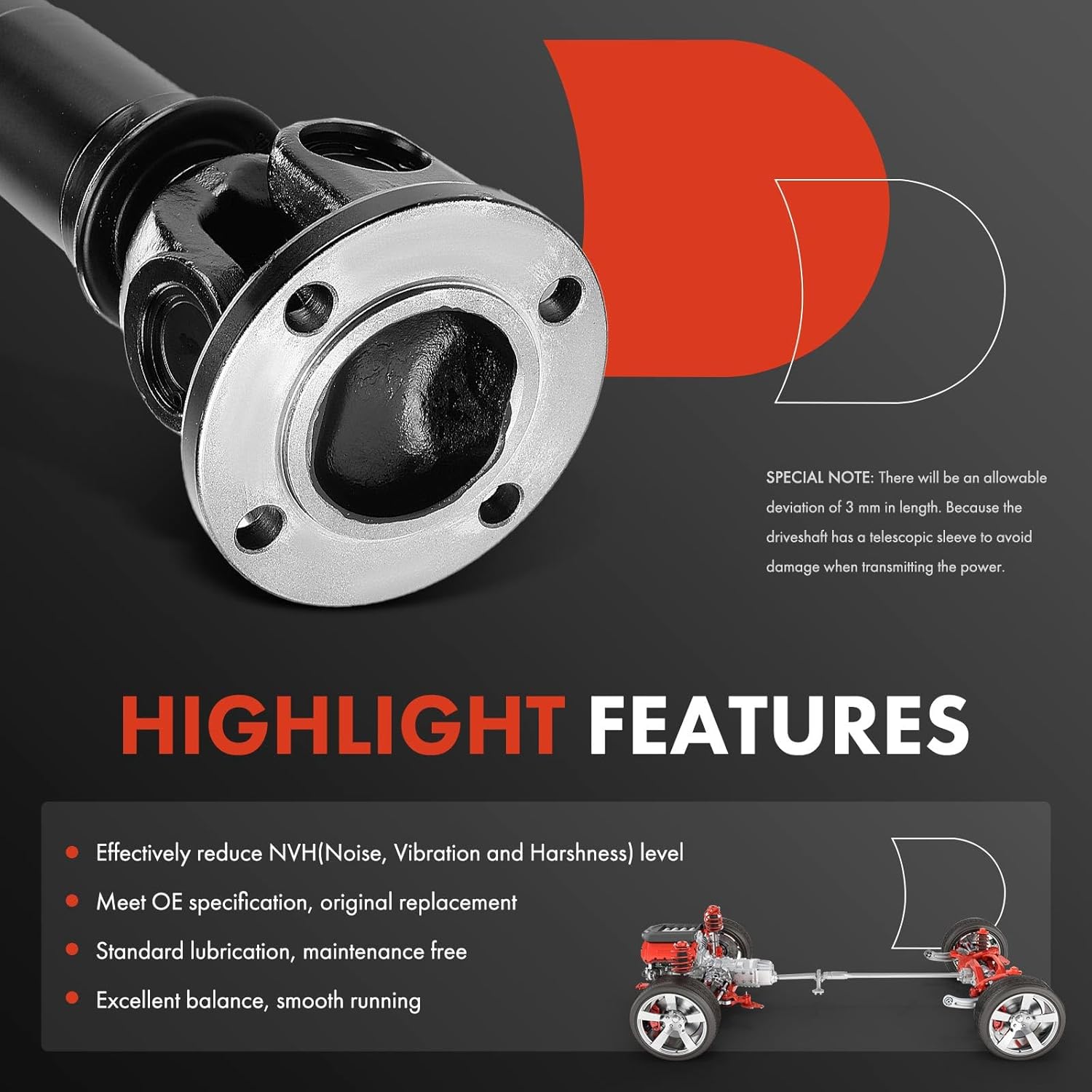A-Premium Rear Drive Shaft Driveshaft Assembly Compatible with Land Rover Discovery 2003-2004, 4WD, Replace# TVB000330, Complete Prop Shaft