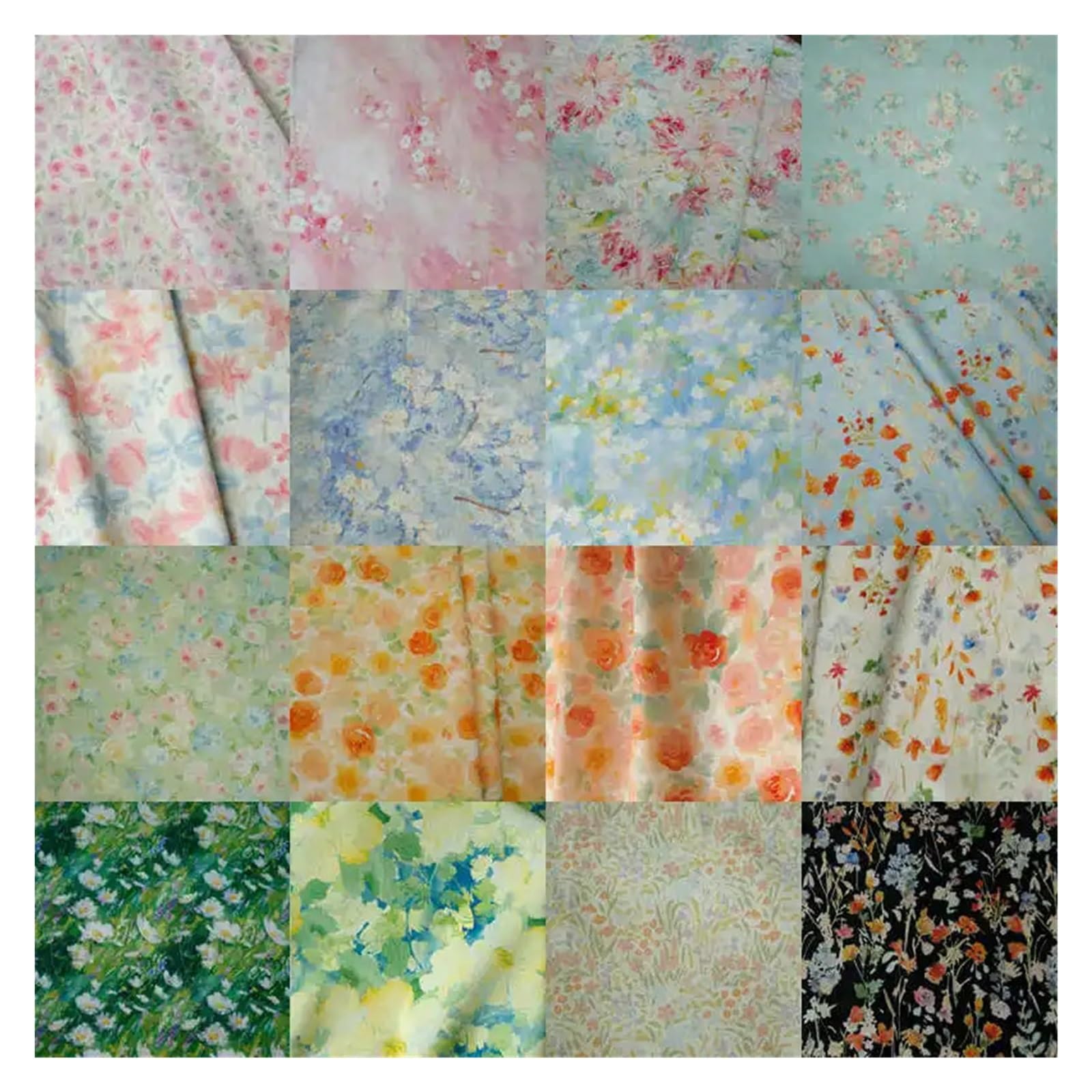 Tessuto Stampa Floreale Pittura a olio ad acquerello Stampe floreali Tessuto di cotone sottile Stampato digitalmente for abiti estivi Abbigliamento Cucito fai da te Decorazioni for la casa(9)