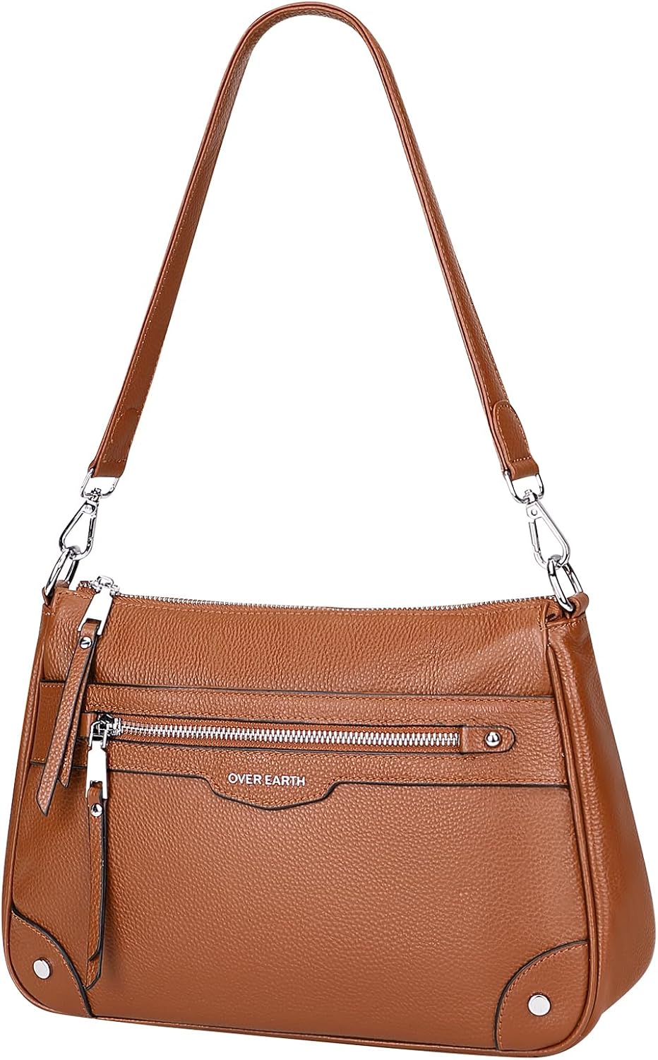 Over Earth Soft Genuine Leather Crossbody Bags for Women Medium Shoulder Purses Hobo Handbags with Multi Pockets - Image 4