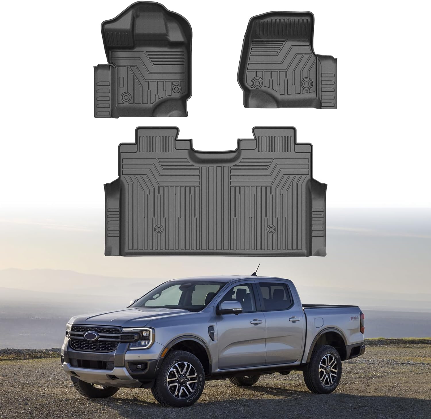 Mixsuper F150 Floor mats-Floor mat for Ford F150 SuperCrew 2021-2024 (Fit Rear Seat Without Under-Seat Fold Flat Storage),All Weather TPE Floor Liners Protection for F150 Accessories, Car Mats, Black