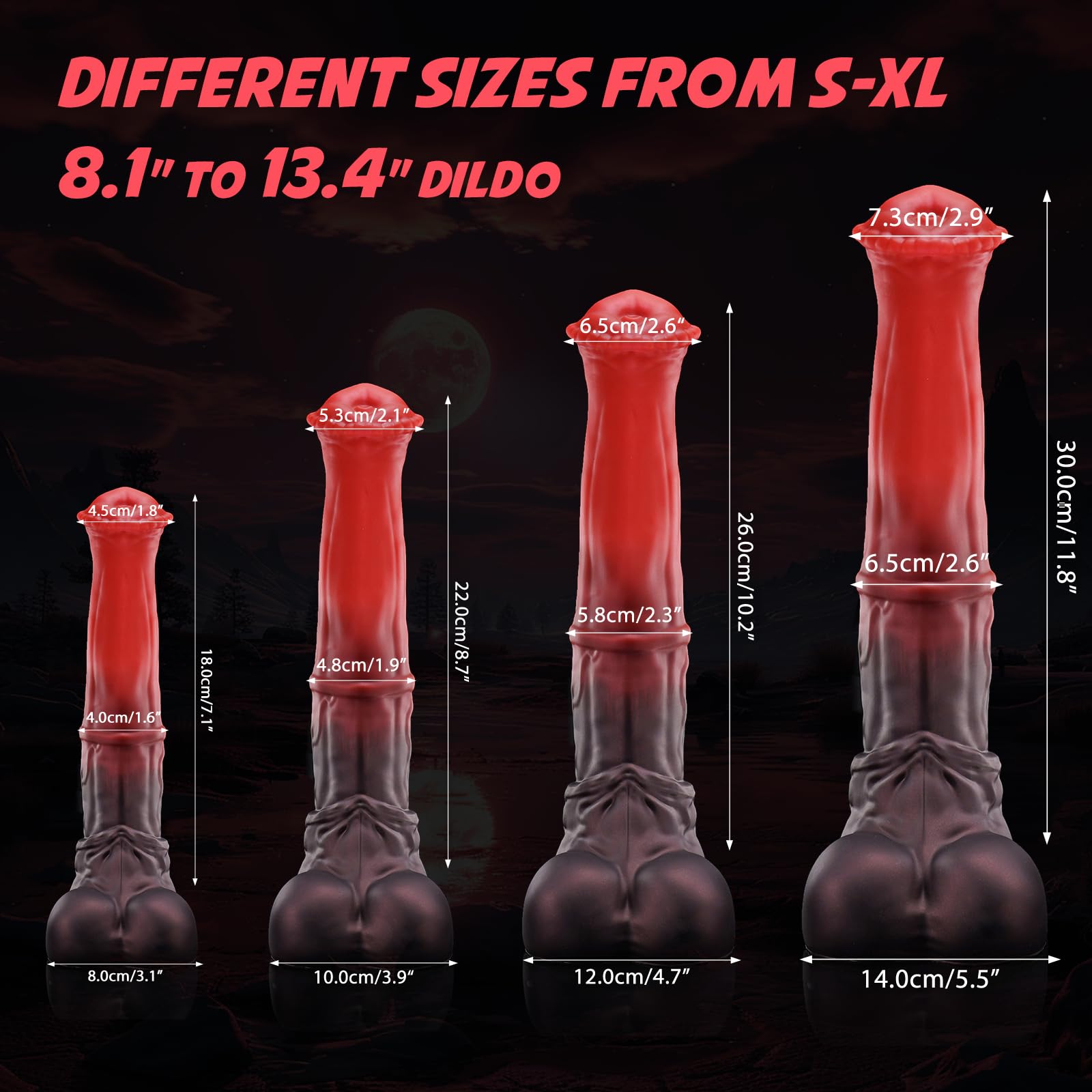 Nothosaur「CONOLA」Caballo Consolador Eyaculador Mujer Hombre con Ventosa, Fantasy Dildo Juguetes Sexuales Eróticos Parejas/Gay/Lesbiana, Tallas de Plug Anal a Enorme, Demonio Rojo, XXL (38 cm)