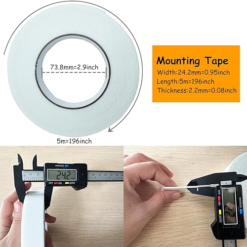 Miniatura 2 de Cinta de espuma de doble cara, cintas de montaje de fuerte adherencia (196 pulgadas de largo x 0.94 pulgadas de ancho x 4 rollos), color blanco,