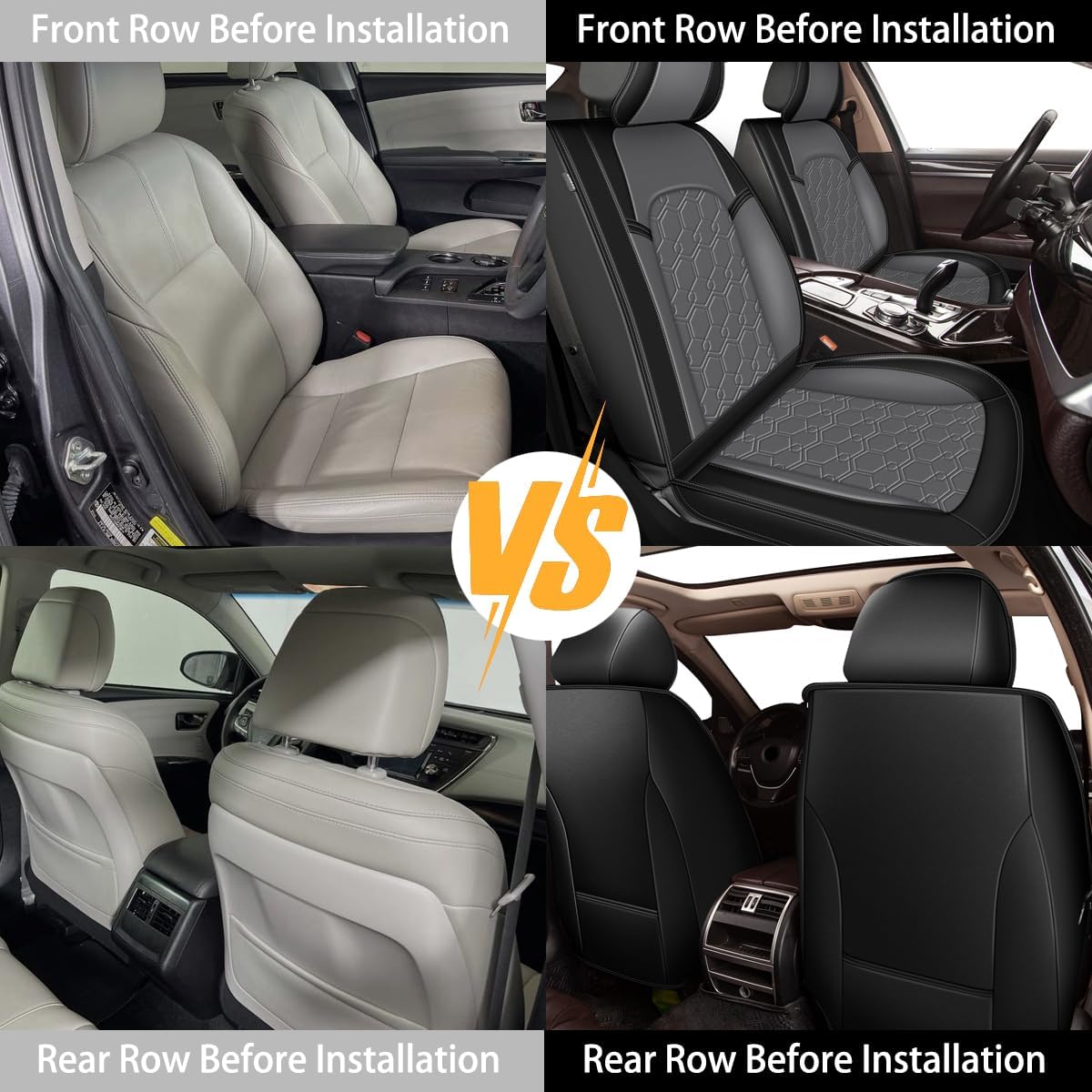 Car Seat Covers Fit for Nissan Rogue Sport 2017-2022 - First Row 2 Seat Waterproof Leather Seat Covers Protector（2 Front Set,Black & Grey）
