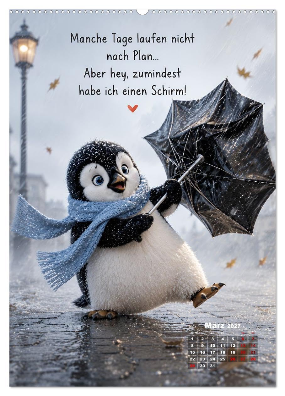 CALVENDO · Oscar - Lachen ist die beste Jahreszeit (Kalender 2027) | DIN A2 Hochformat · Wandkalender · Kalender voller humorvoller Pinguin‑Momente