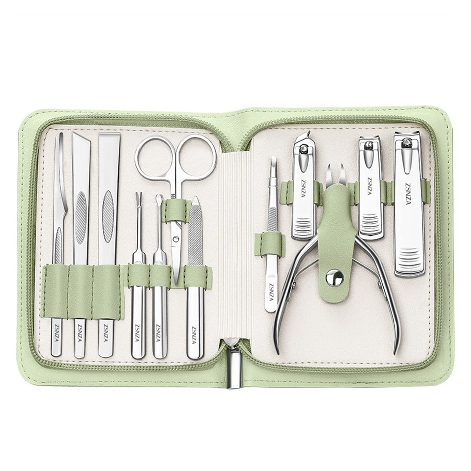 Conjunto de manicura Acero Inoxidable Clippers de uñas Kit de Viaje Pedicura Alicates Ped Personal Nail Trimmer Ingrown Nail Pickers Care Herramienta de Cuidado (Color : Green)