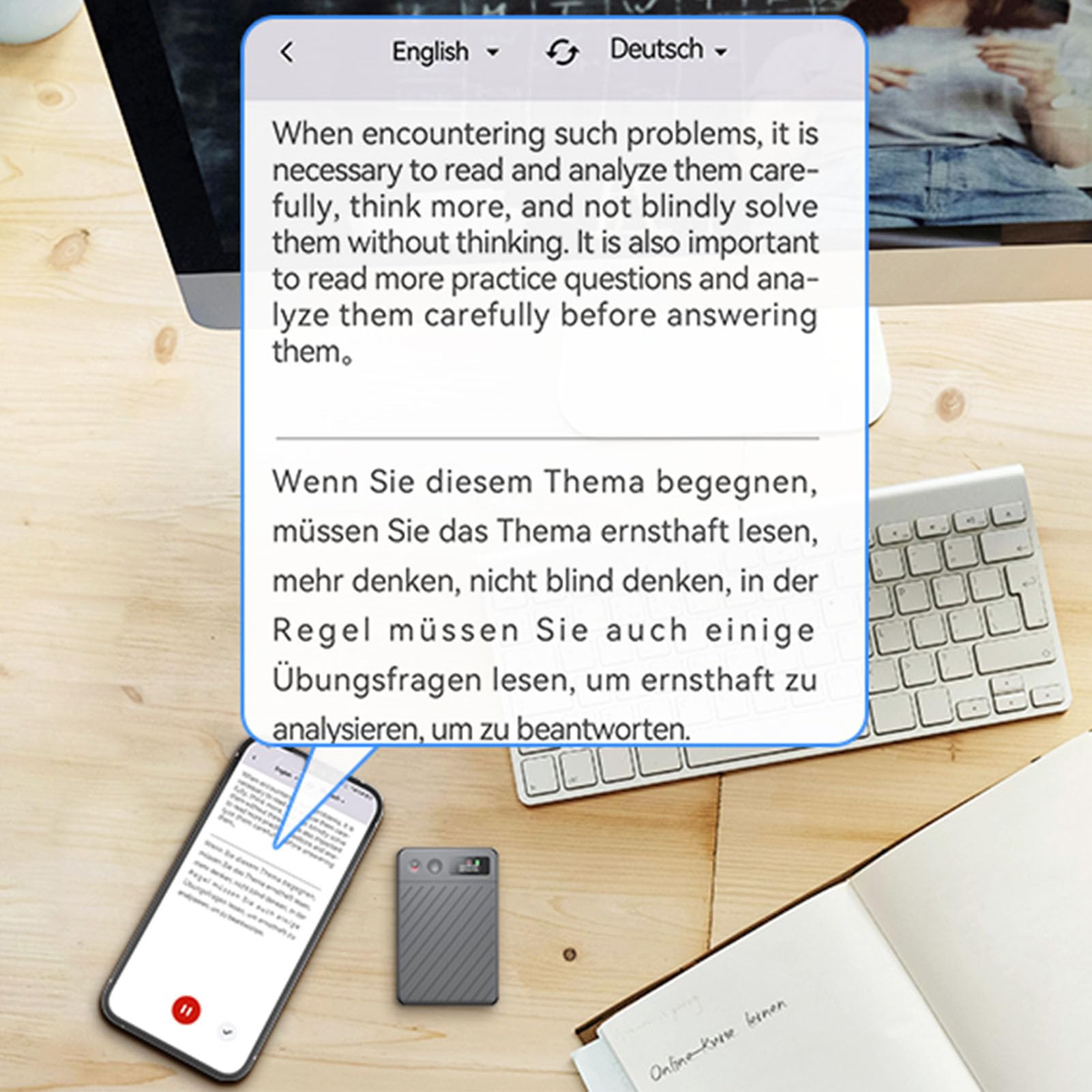 Sxhlseller Grabadora de Voz AI con Transcripción y Reproducción, Grabadora Digital con Control de Aplicaciones, Grabadoras de Voz a Texto en Tiempo Real para Reuniones Conferencias (32GB)