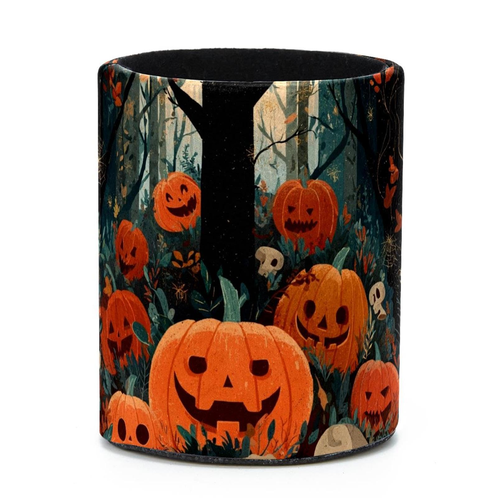 VAPOKF Round Pencil Holders for Desk, Halloween Pumpkin Pen Holders Pen Pot Makeup Brushes Storage Desktop Stationery Supplies Organiser for Home Office