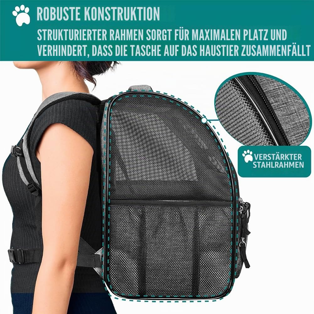 PetAmi Hunderucksack für kleine und große Katzen, Haustiere, Welpen, belüfteter Haustier-Wanderrucksack, Reisetasche, von Fluggesellschaften zugelassener Katzenrucksack, Tragetasche, Camping,