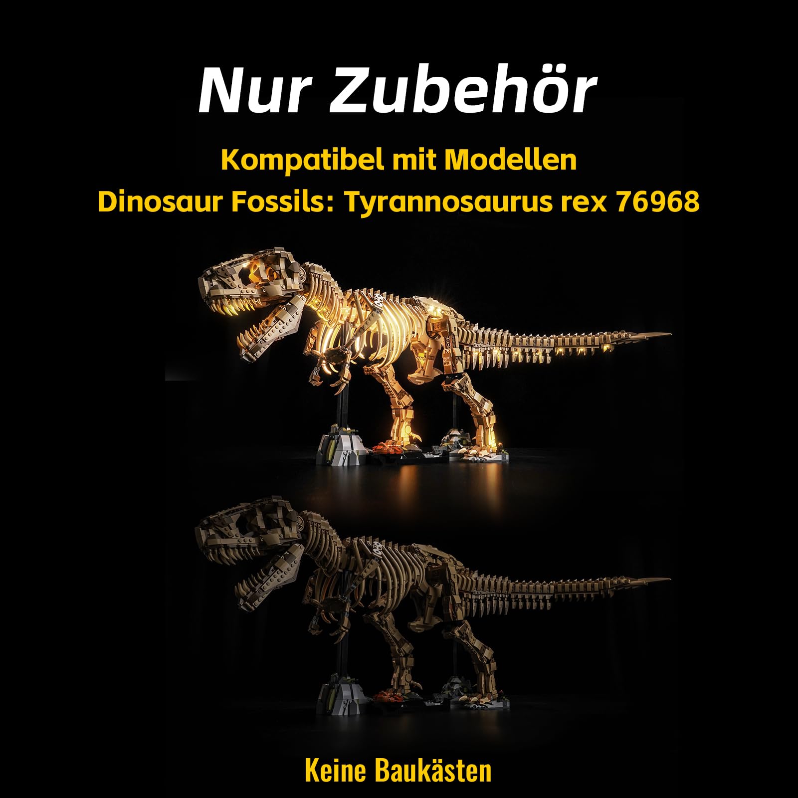 Zestaw lampek LED kompatybilny z Lego Dinosaur Fossils: Tyrannosaurus rex 76968 (bez modelu), oświetlenie dekoracyjne do zabawek