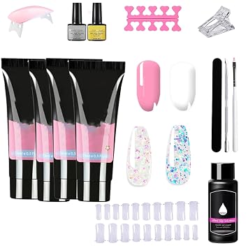 Press on Nails Kit with U V Light,Nails Kit,Gel Nail Kits for Beginners Home DIY and Salon Use,Para Hacer Unas De Gel En Casa A