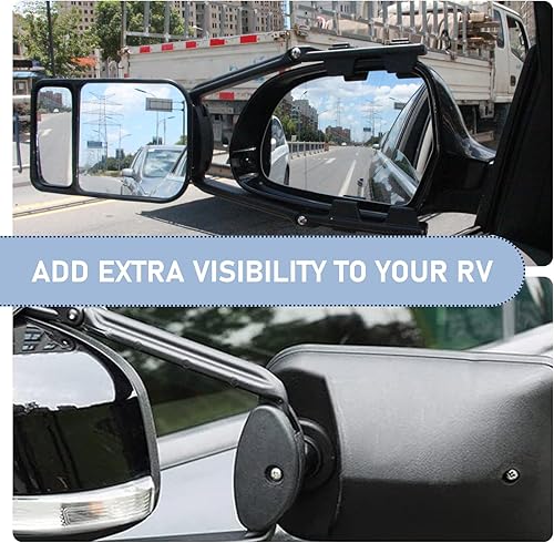 Miniatura 5 de 2 espejos retrovisores de tracción para automóvil, rotación de 360 grados, doble visión ajustable, espejos de remolque universales, para automóvil y