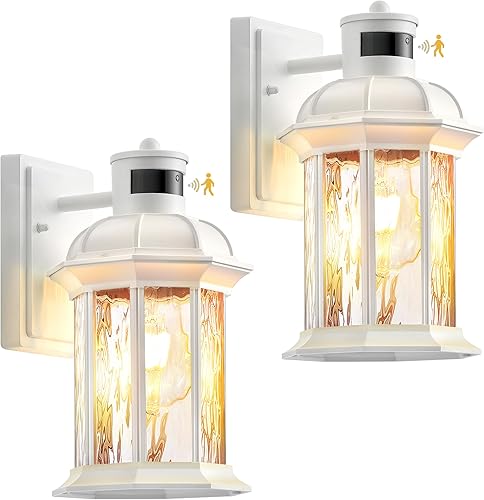 VIANIS Paquete de 2 luces de exterior con sensor de movimiento para casa, luz blanca de garaje, lámpara de pared LED moderna para exteriores con VIANIS Paquete de 2 luces de exterior con sensor de movimiento para casa, luz blanca de garaje, lámpara de pared LED moderna para exteriores con