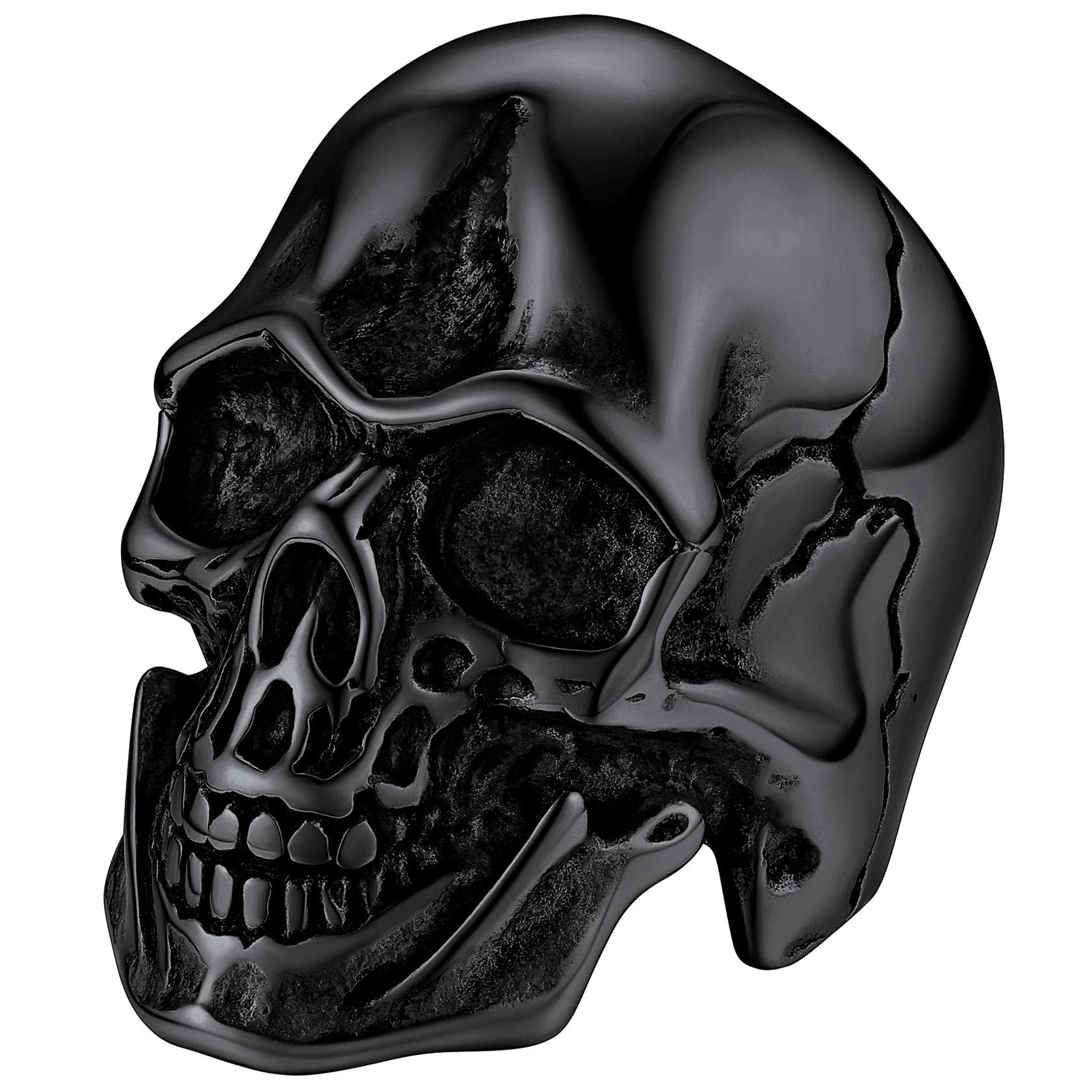 ChainsHouse Anillos de Calavera Estilo Pirata Motero Gotico, Anillos de Cráneos Puede Poner Texto Personalizable