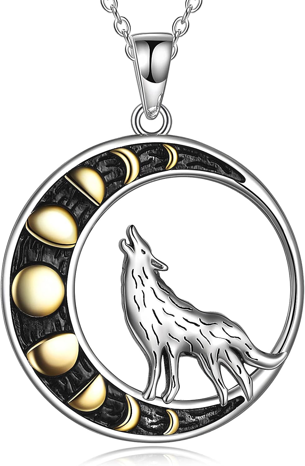 Wolf Necklace for Women 925 Sterling Silver Moon Phase Wolf Jewelry Gifts for Women¡