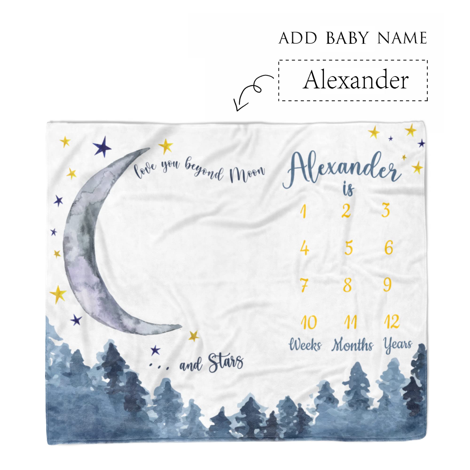 Artsadd Personalized Baby Milestone Blanket With Name – 30x40 Inch Custom Growth Chart
