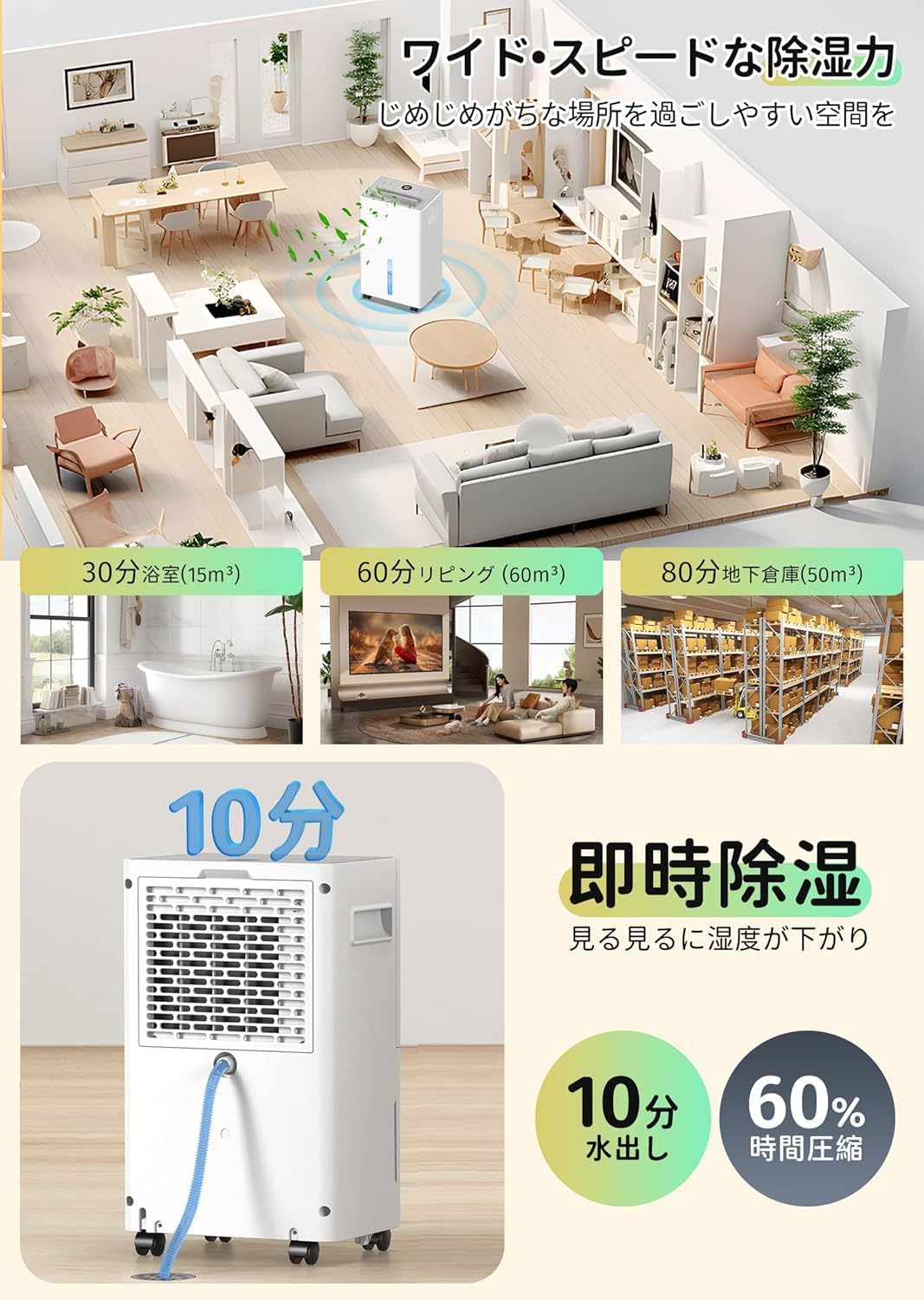 除湿機 衣類乾燥機 コンプレッサー式【2025最新進化 強力除湿量12L/日 30