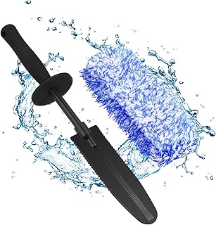 URAQT Cepillo Limpieza Coche Azul, Cepillo Rueda ExtraíBle, Cepillo Limpieza Microfibra, Cepillo Limpieza Coche para Limpiar Neumáticos, Rejillas Ventilación, Cepillo Inferior Lateral Largo De Moto