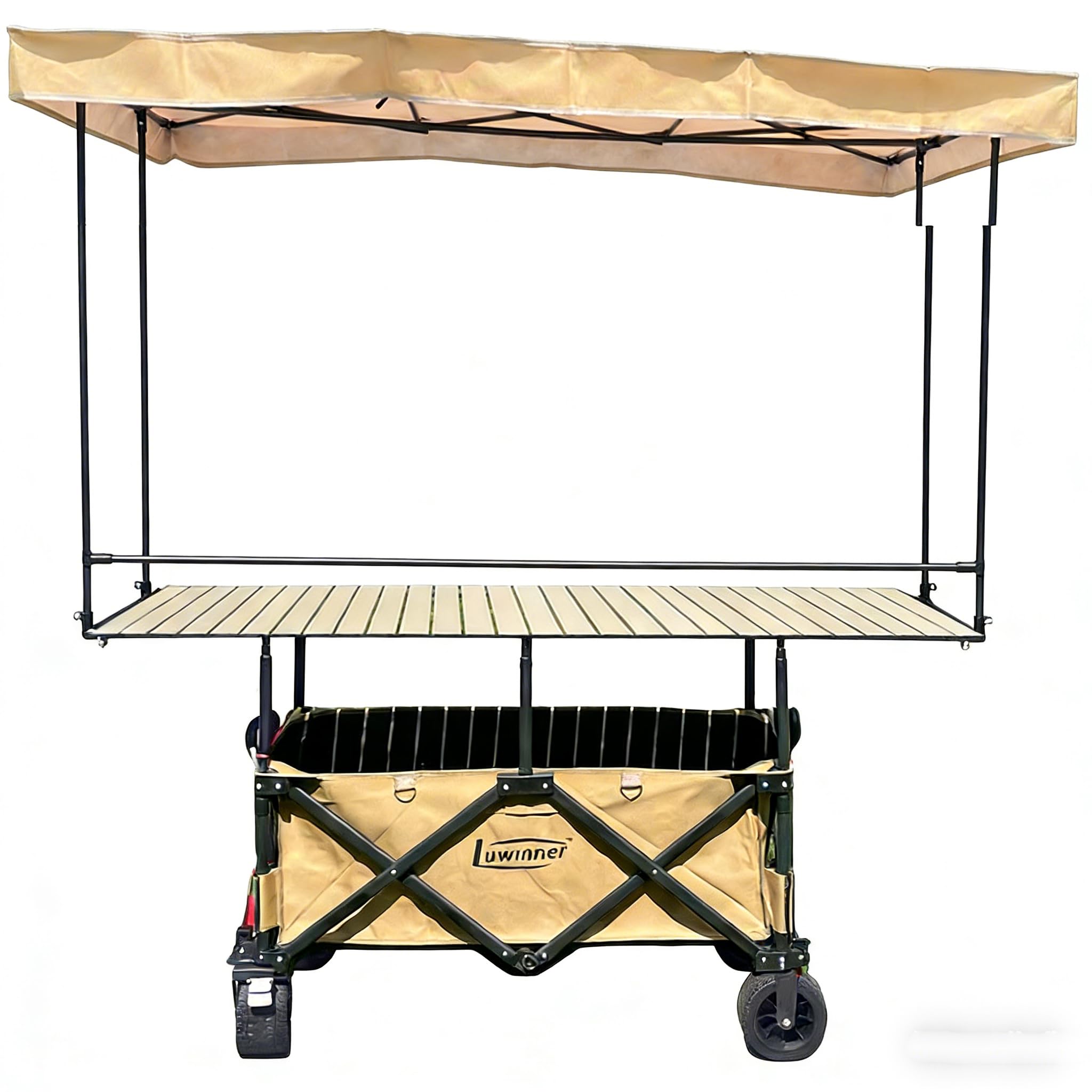 Collapsible Folding Wagon Heavy Duty Foldable Wagon Cart Grocery Portable Mobile Food Display Stand Vendor cart Outdoor Multifunctional Snack for Garden Beach Camping Sports Lightweight Utility (Size: