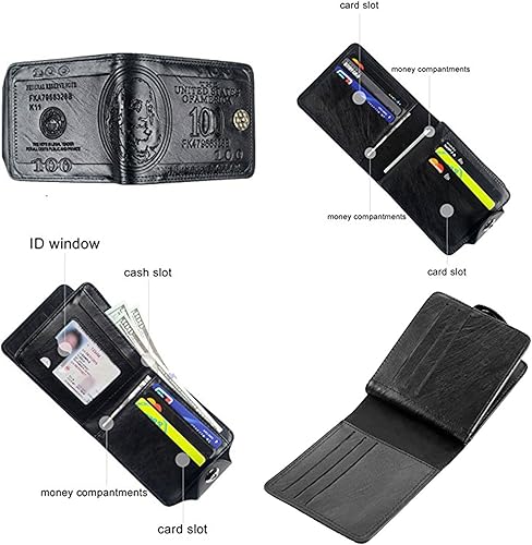 Miniatura 2 de Billetera de piel con diseño de billete de dólar con bolsillos plegables portatarjeta de crédito portafotos de LUI SUI