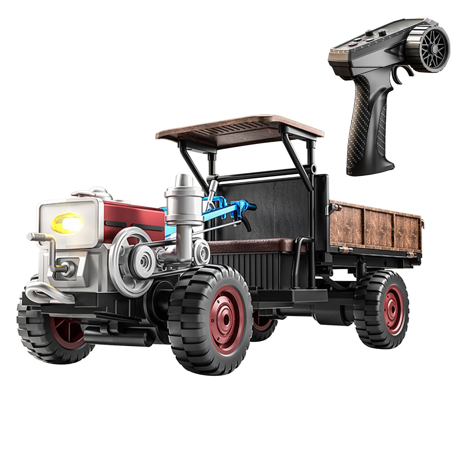 Domary Trattore Telecomandato Completamente Proporzionale con Funzione di Spruzzatura per gli Appassionati di Agricoltura (Blu)