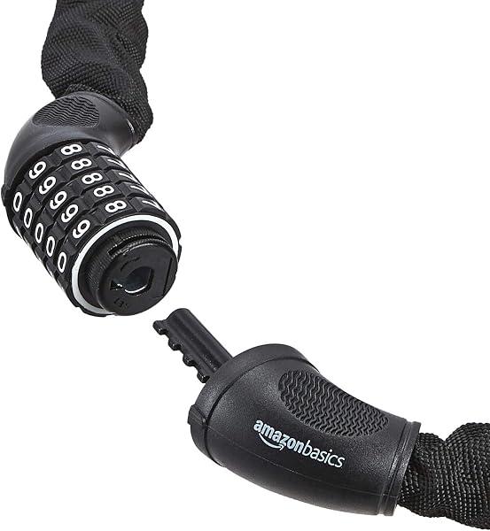 Amazon Basics Catena con lucchetto, per bicicletta, con combinazione a 5 cifre, 97.2 cm, nero, confezione singola - 4