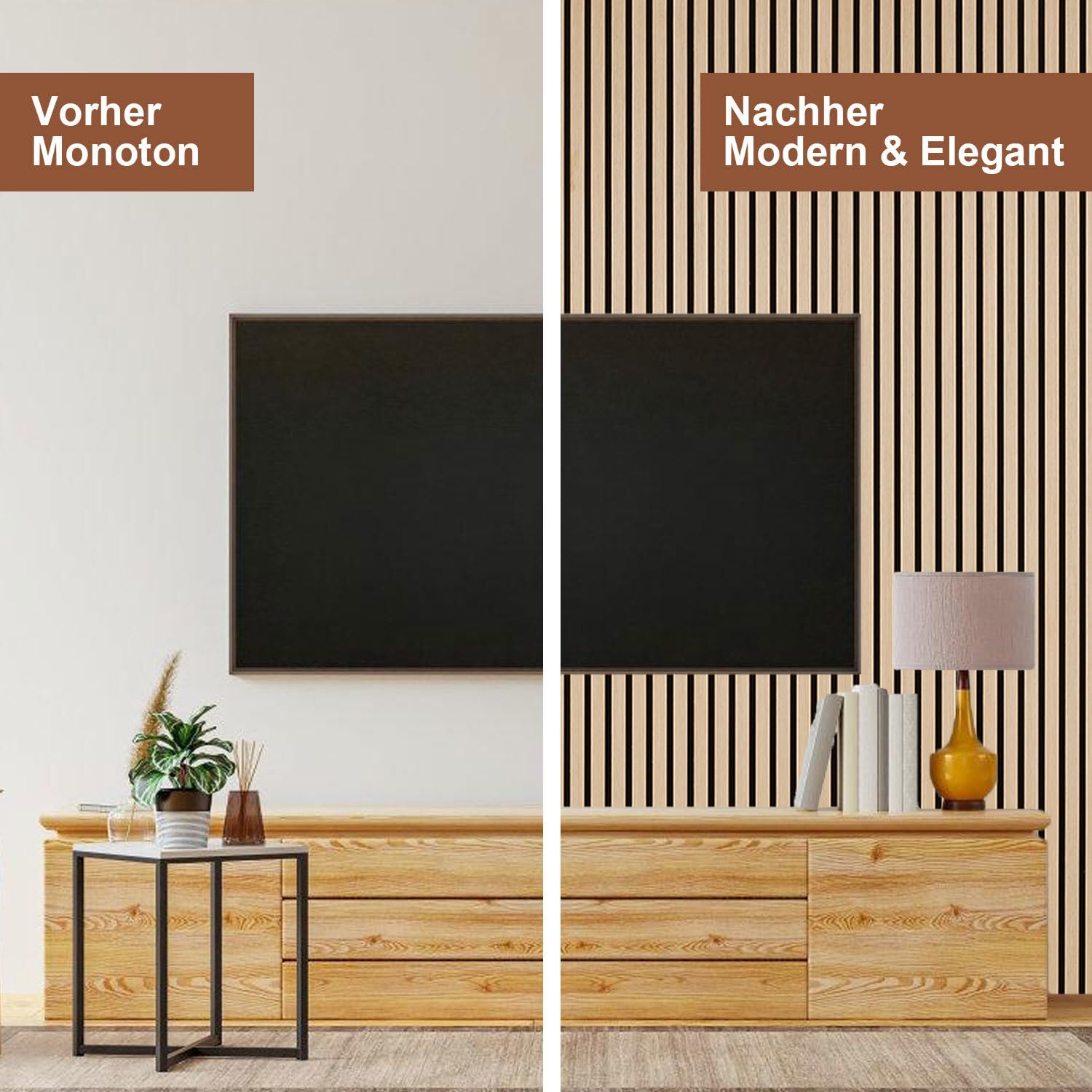Panele akustyczne z drewna, 120 x 60 cm, zestaw 2 szt. 1,44 m², panele ścienne do okładzin ściennych, redukują hałas i hałas, nowoczesne wzornictwo do wnętrz, dąb