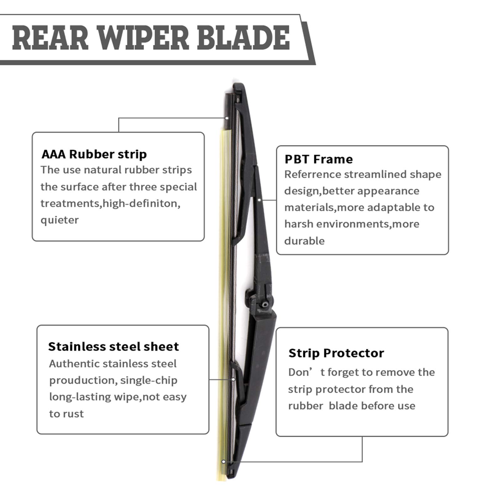 Rear Wiper Blade & Arm For 2004-2009 Dodge Durango HB – Back Windshield Replacement