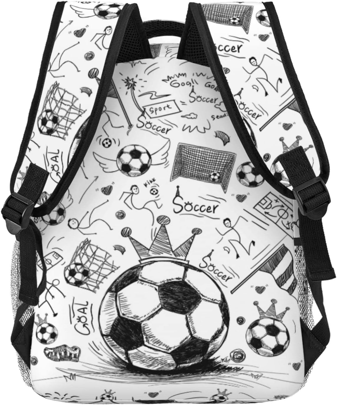 Soccer Backpack 16 Inch Football School Backpacks 3D Print Lightweight Ball Bookbag Casual Sport Daypack Travel Bag for Kids Girls Boys Men Gifts