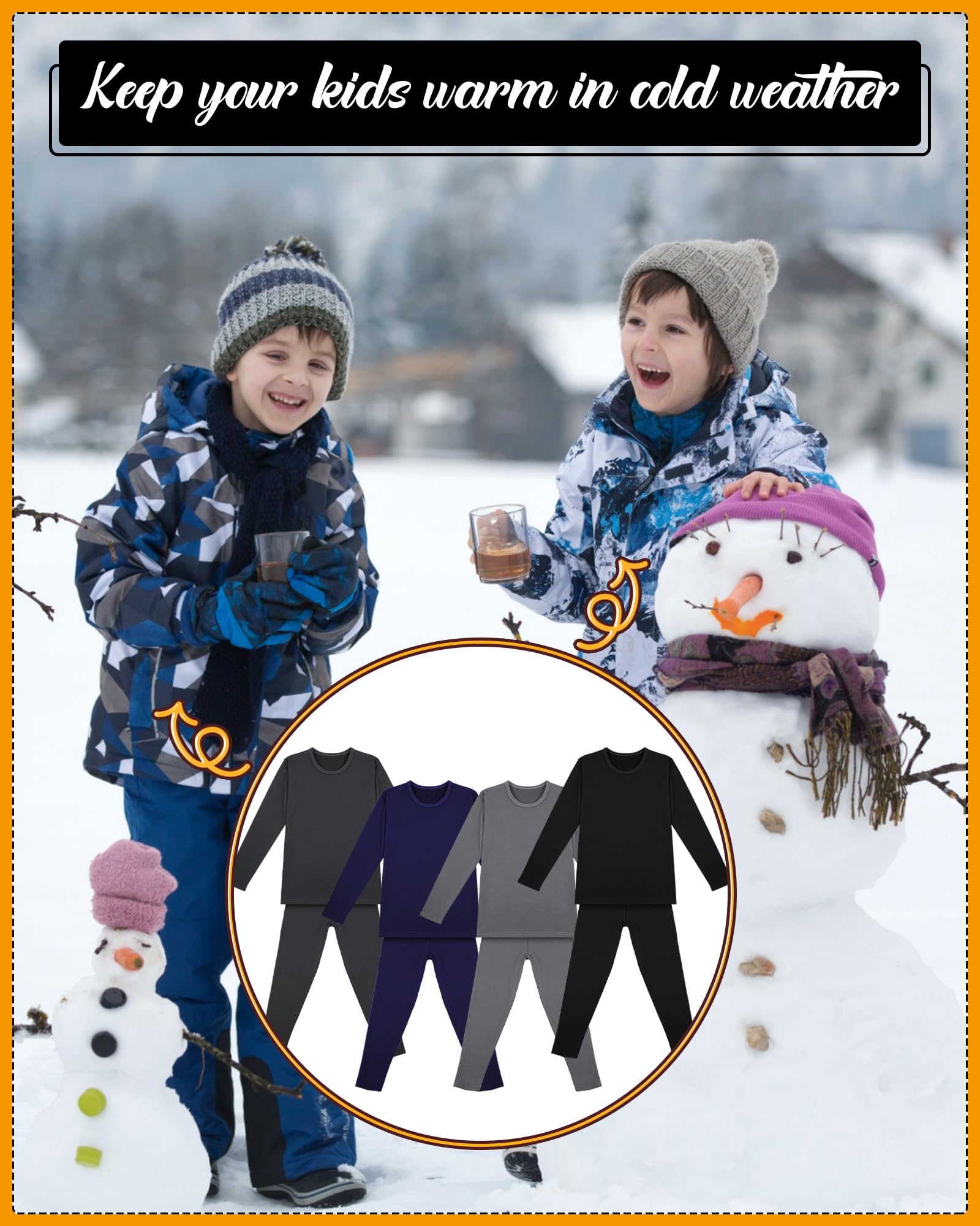 Taiyin 6 Sets Jungen Thermounterwäsche Warm Weich Thermo Top und Lange Unterwäsche Winter für Kinder Jungen