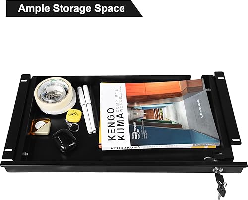 Miniatura 5 de Frassie Cajón extraíble para debajo del escritorio de 17 pulgadas con cerradura Cajón deslizante para lápices de metal montado en la oficina para