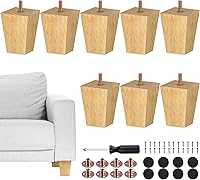 Vista 9 de TURSTIN Juego de 8 patas cuadradas de madera maciza de 8 pulgadas para sofá, patas de repuesto para sofá, patas de muebles de mediados de siglo