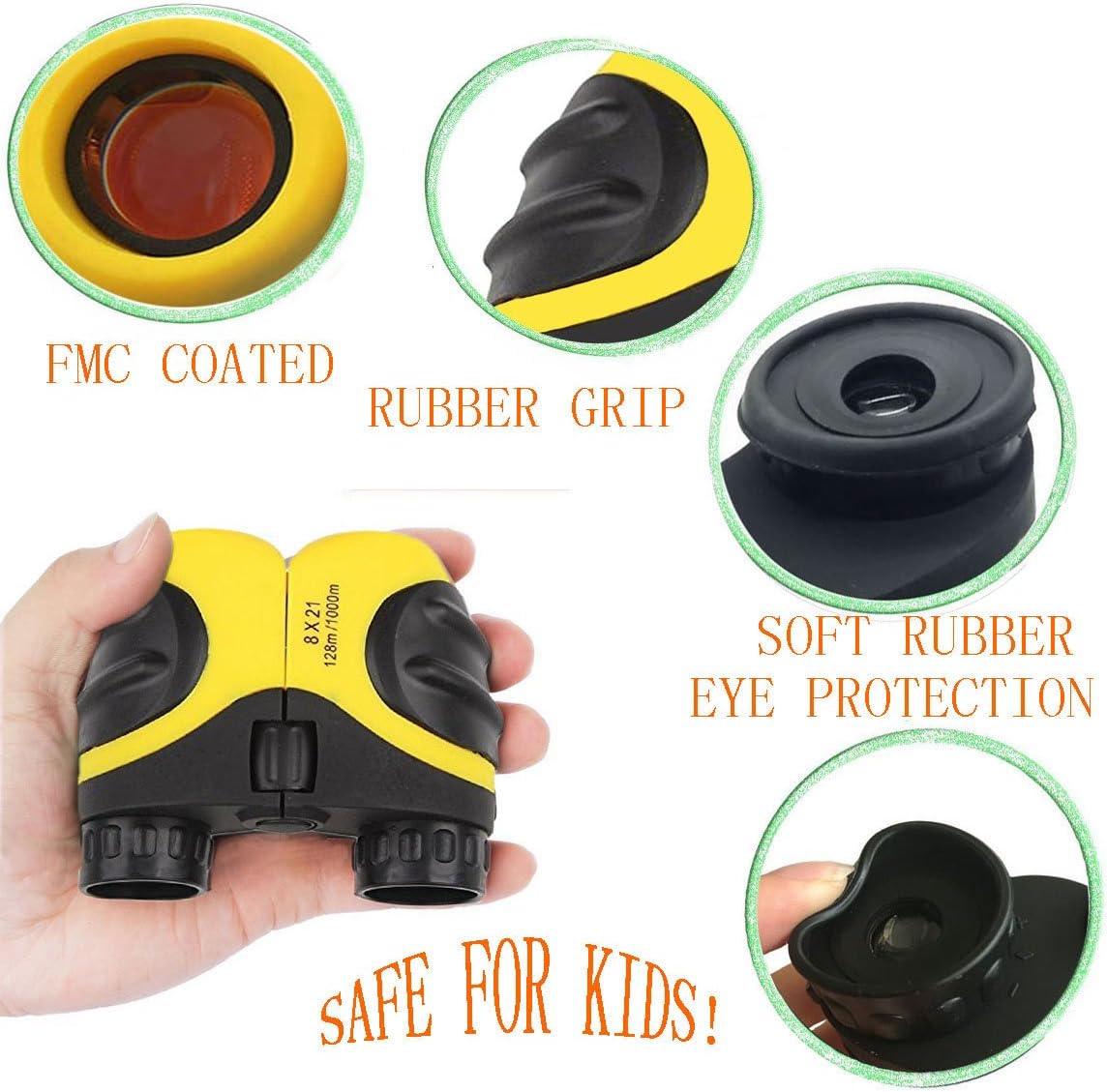 JRD&BS WINL Toys for 4-5 Year Old Boys,8 X 21 Kids Binoculars for Children,Compact Telescope Boys Gifts 4-8 Years Old to Bird Watching &Scenery(Yellow)