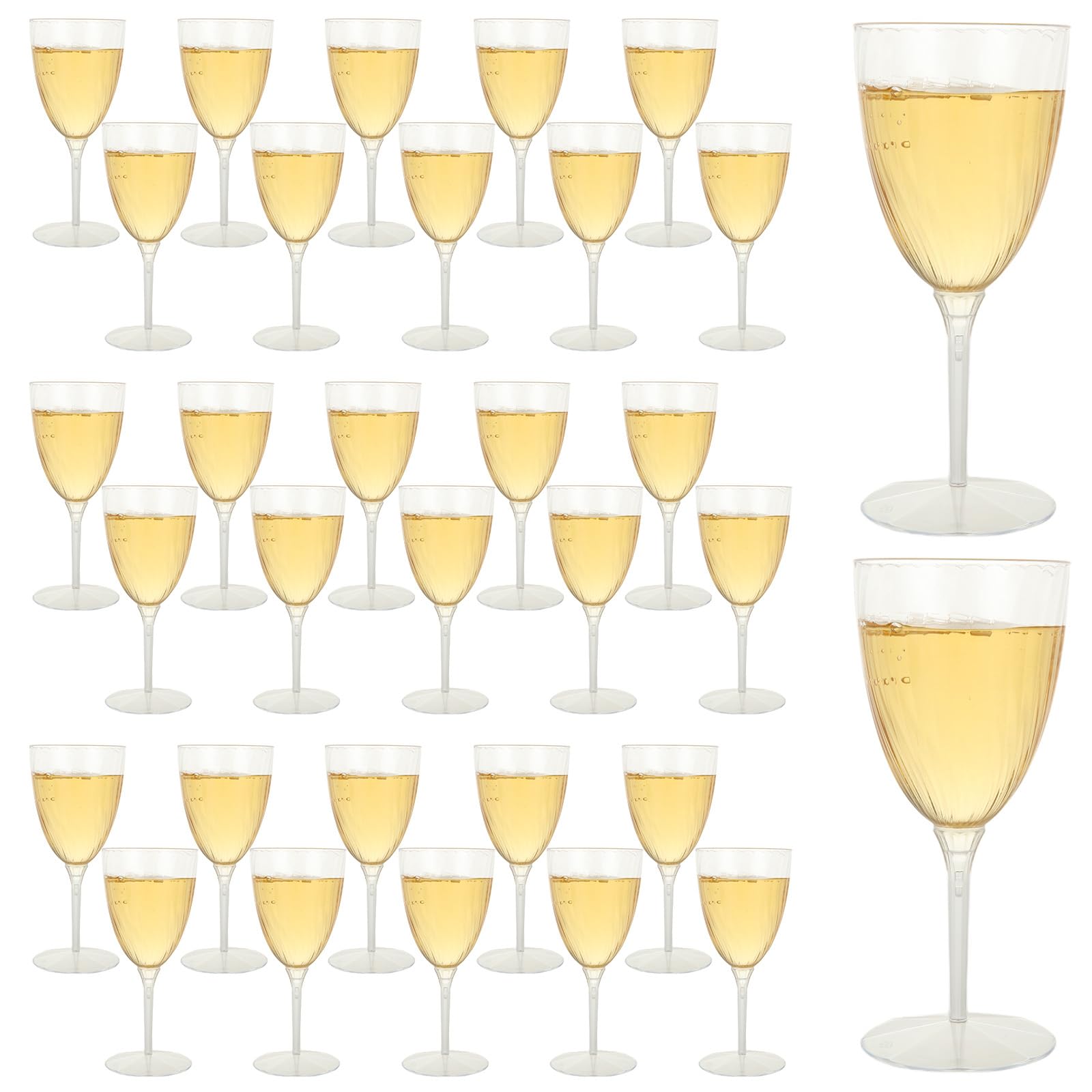 WOPPLXY 32 copas de champán de plástico de 6 onzas, copas de champán desechables de plástico duro, copas de vino desechables transparentes para el hogar, vida diaria, fiesta, cumpleaños, boda,