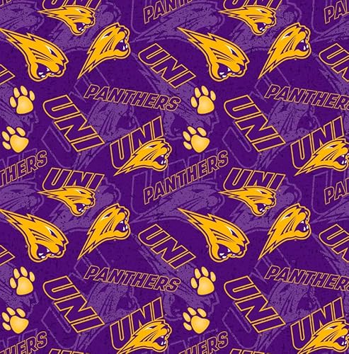 University of Northern Iowa Panthers Fabric – Officially Licensed University of Northern Iowa Cotton Quilting Fabric by Sykel Enterprises, Precut Yardage for Sewing & Crafts Tone on Tone