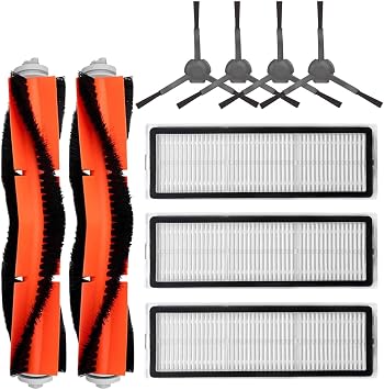 9Pcs Roller Brush Filter Side Brush for Dreame Bot Z10 Pro L10 Plus Vacuum Cleaner, 2 Roller Brush, 3 Filter, 4 Side Brush