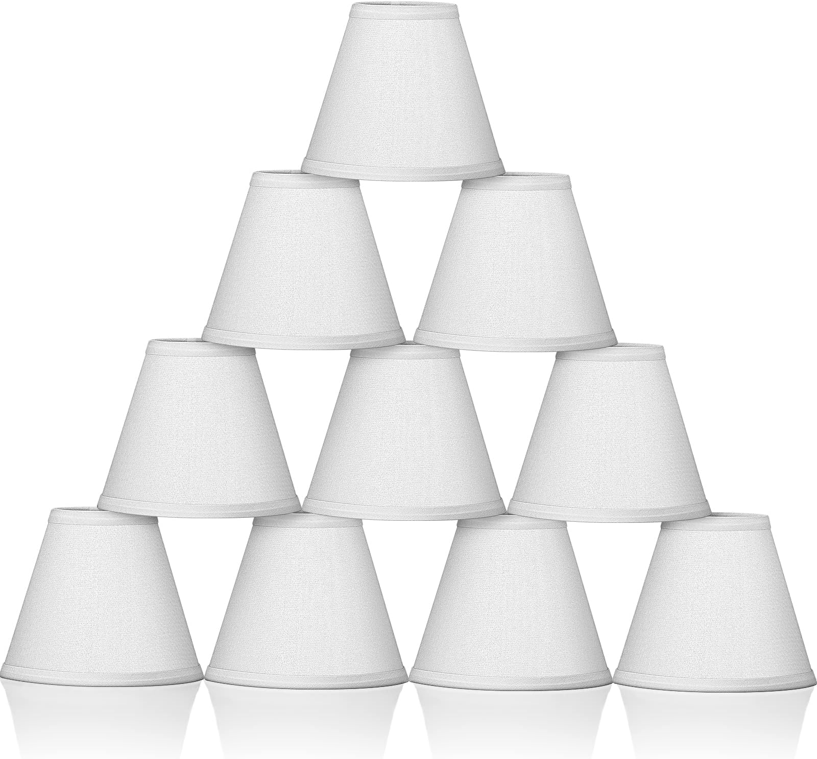 Macarrie Chandelier Lamp Shades Small Lamp Shade Clip on Fitter Lampshade Linen Lamp Shades, 3" x 6" x 5", Set of 10 (White)