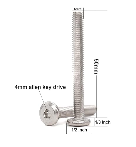 Miniatura 27 de binifiMux 10 unids M6 x 4.724 in Remache Avellanado Socket Cap Tornillos Tornillos Conexión 304 Acero Inoxidable