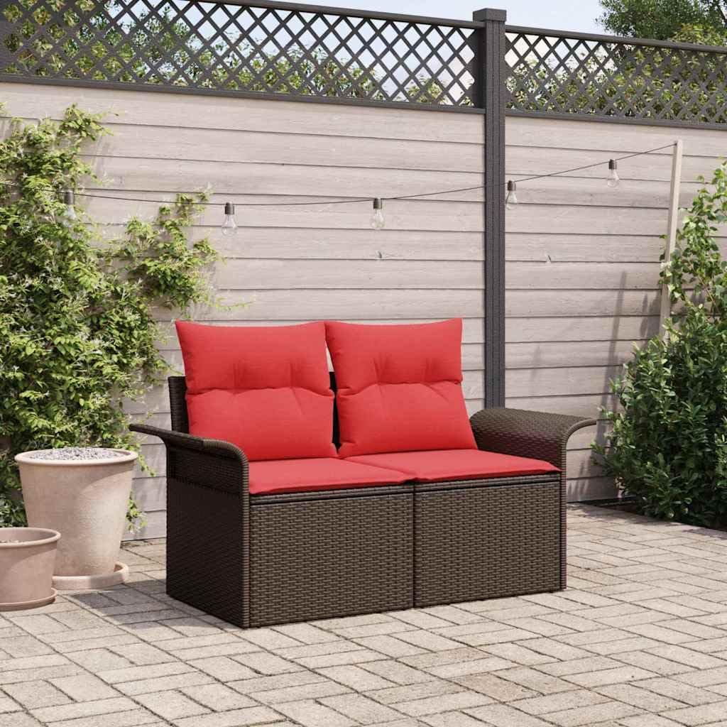 Divano da giardino con cuscino, in polyrattan, 141 x 62 x 69 cm, resistente alle intemperie, modulare, leggero, per balcone, terrazza, lounge all'aperto, accogliente gruppo di sedute