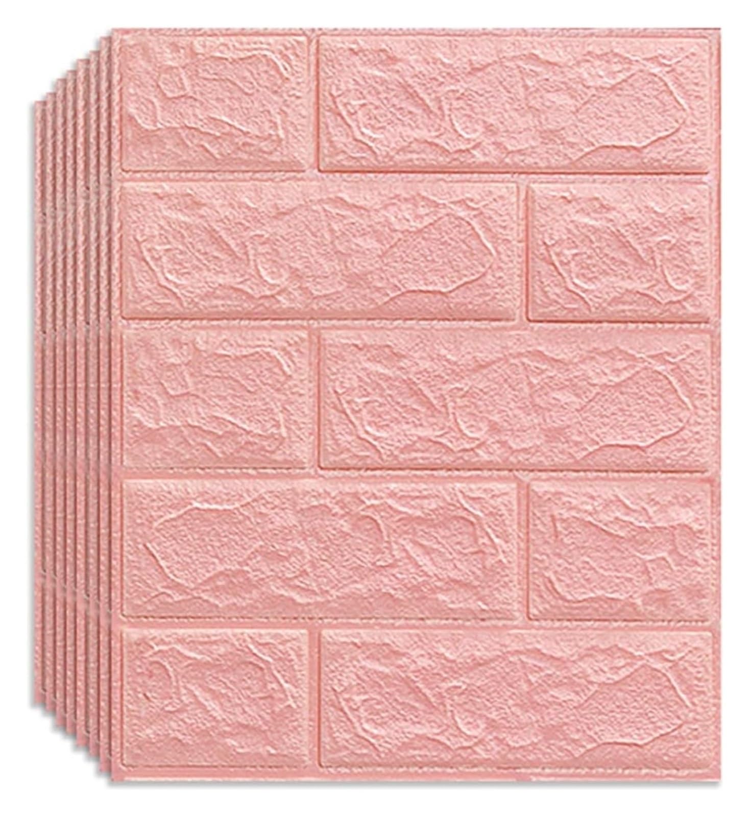Sdgeryeeg Rosa Wall Panels， 3D Wall Panel 10Pack Brick Self-Adhesive Waterproof Pe Foam Wallpaper Anti-Collision Used For Bathroom(Rosa)