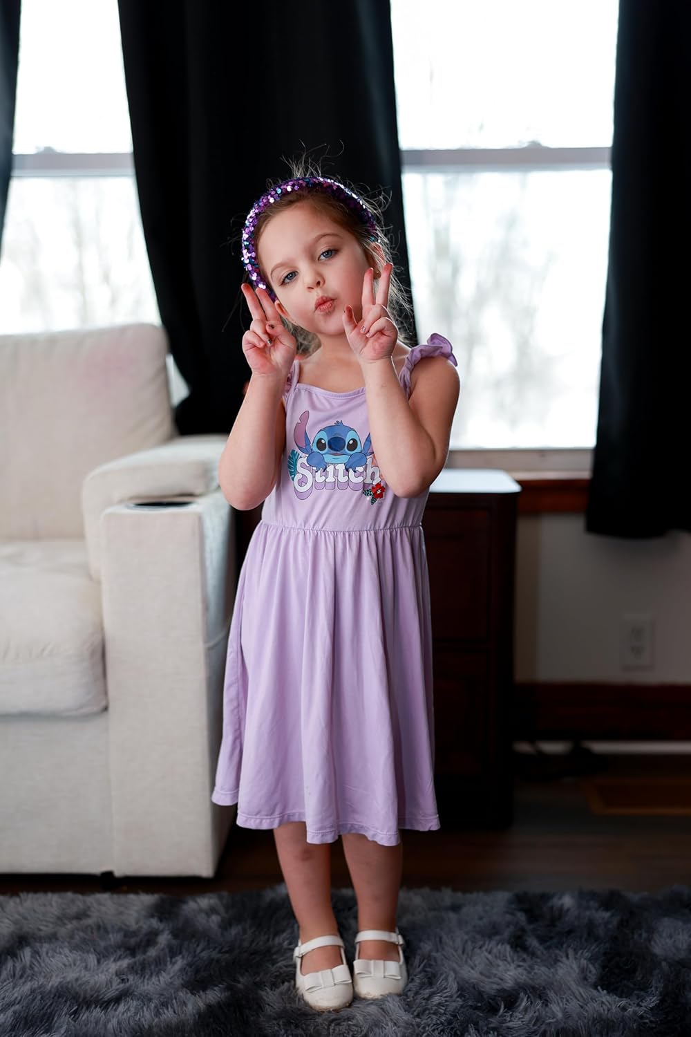 Disney Frozen Princess Stitch Minnie Girl Dresses 2 Pack Ruffle Short Sleeve Soft Bamboo Viscose Summer Outfit Baby-Toddler