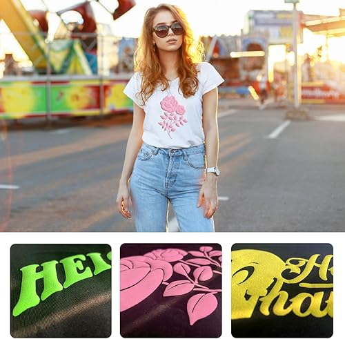 Miniatura 4 de VENITOR Vinilo de transferencia de calor 3D rosa, 12 x 10 pulgadas, 3 hojas, vinilo de transferencia de calor 3D para Cricut, vinilo de