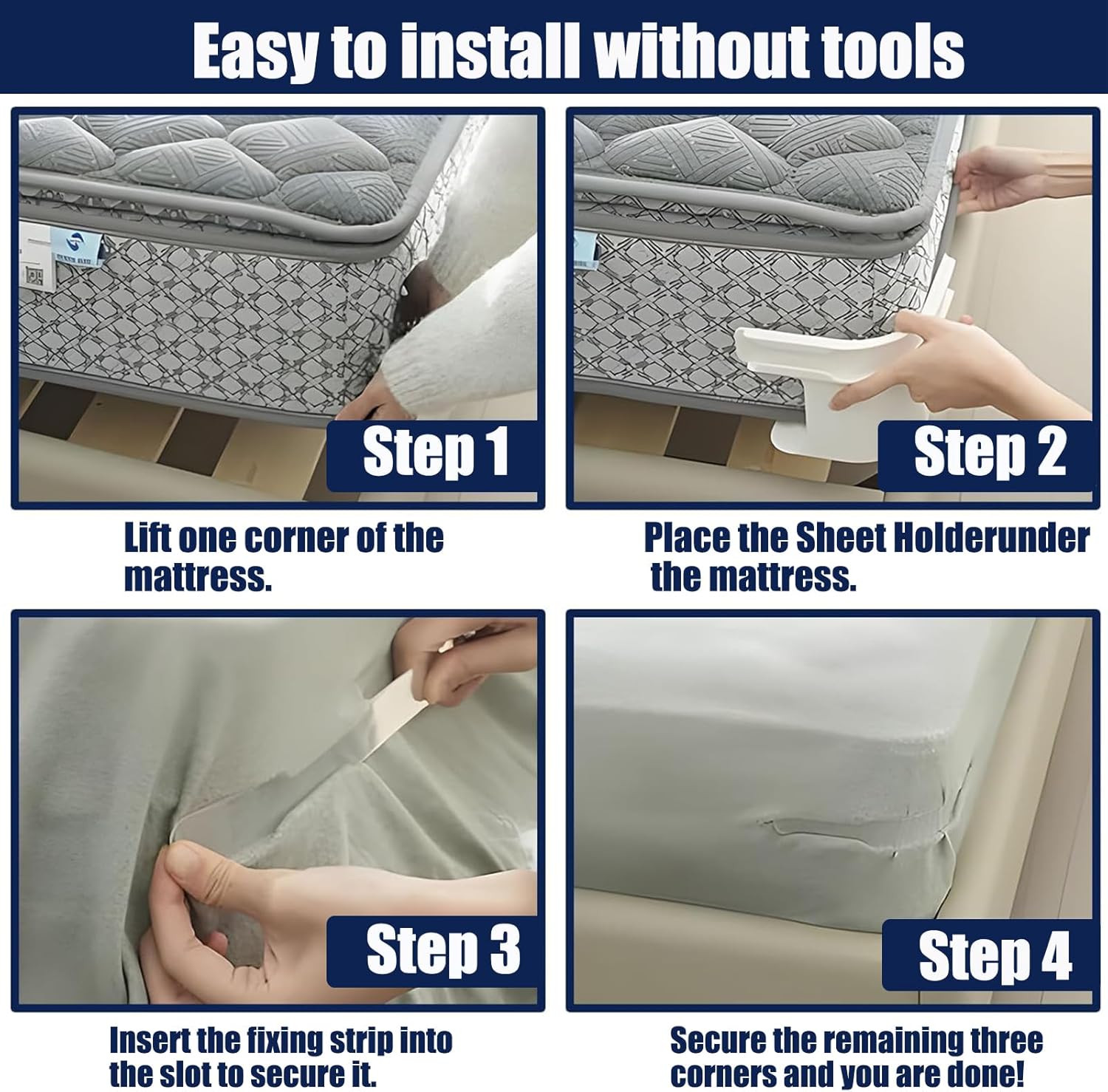 Lock Sheet Holders Set, 8 Pack Bed Sheet Holders, Straps Keep Sheets in Place Firm &Tight, Bed Sheet Lock Fit All Mattresses Fit Queen & King Beds That All Mattress Sizes