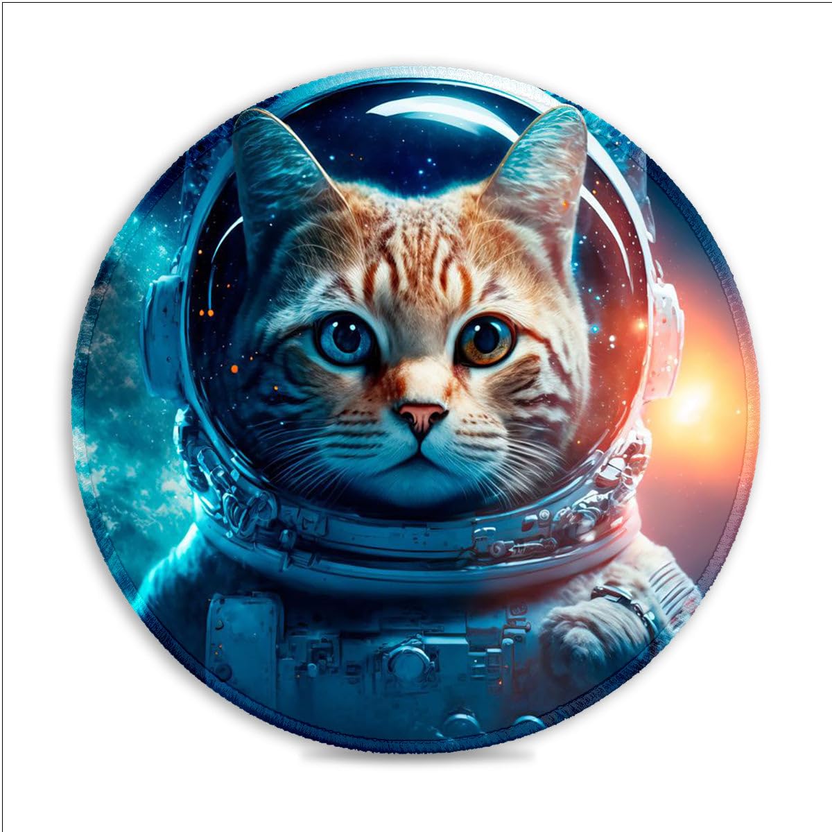 LJSPTU Alfombrilla de ratón para juegos, diseño de gato al espacio (11.8 pulgadas), alfombrilla de mouse redonda de tela SU alfombrilla de mouse de control ultra preciso con bordes cosidos, base