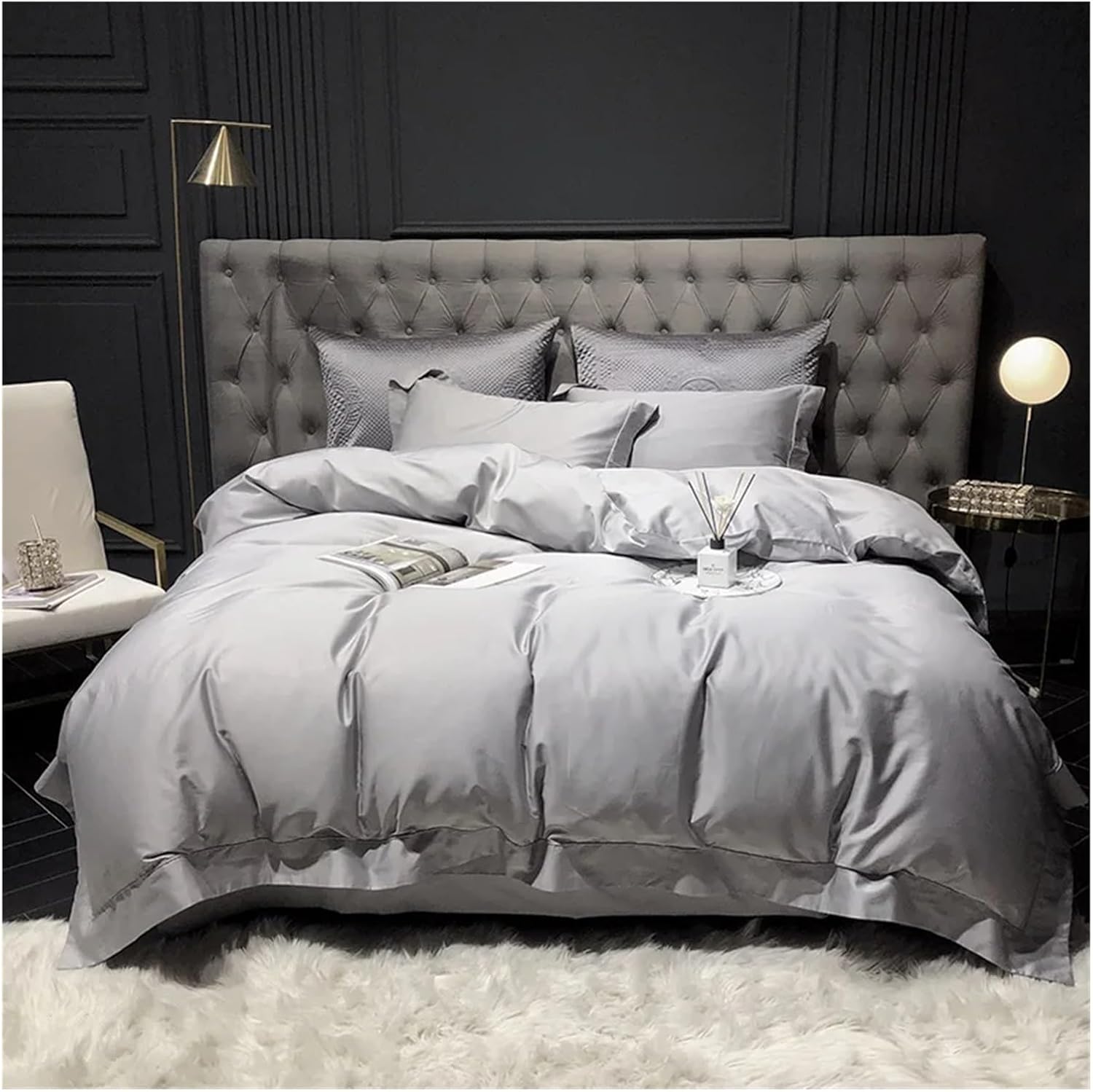 Luxury 1000TC Egyptian Cotton bedlinen Bedding Set King Queen Size Solid Color Duvet Cover Bed Sheet Set Pillowcases,Bed