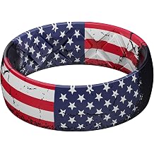 Egnaro Silicone Wedding Rings for Men, Breathable Printed Design Rubber Engagement Bands with Air Flow Grooves 8mm Wide 2mm Thick