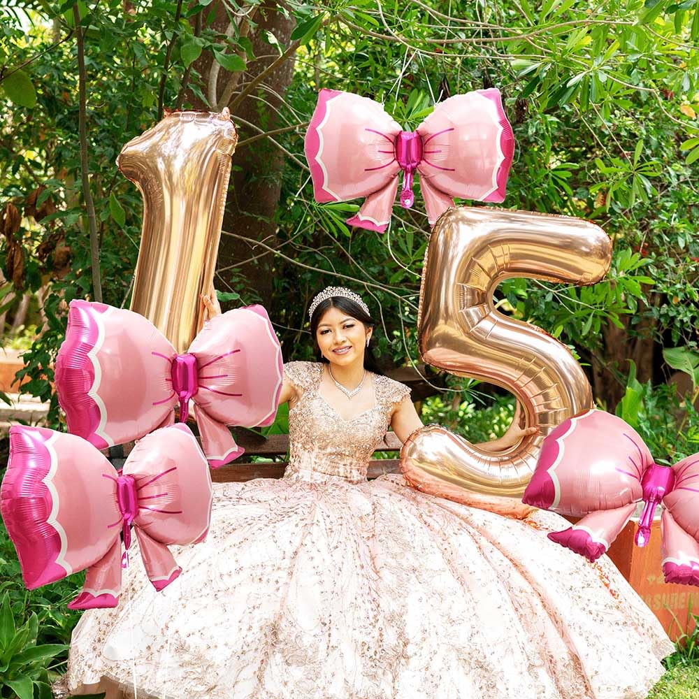 Jumbo 35'' Pink Bow Balloons - 6 Pack Polka Dot Foil Balloons For Birthday, Wedding & Mouse Party Decor - View #8