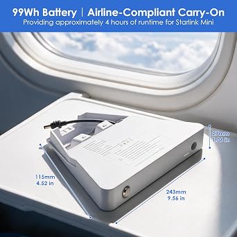 Starlink Mini Battery Pack, Portable Power Bank Charger for Starlink Mini, 99Wh for 4 Hours Runtime, Outdoor&Camping