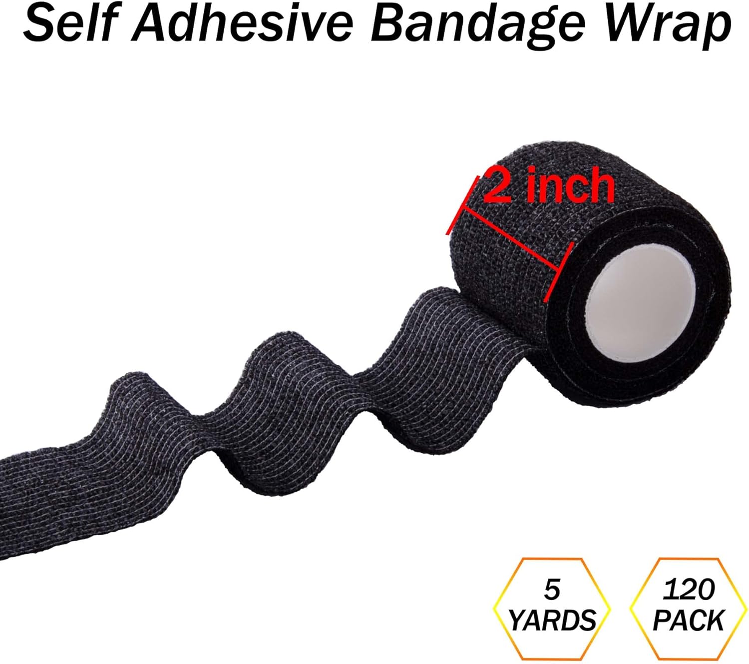 BQTQ 144 Rolls Self Adhesive Bandage Wrap 2 Inch Black Self Adherent Wrap Tape Sticky Bandage Athletic Wrap Self Adhesive Wrap for Sports Vet Wrist Ankle Sprains - Image 2